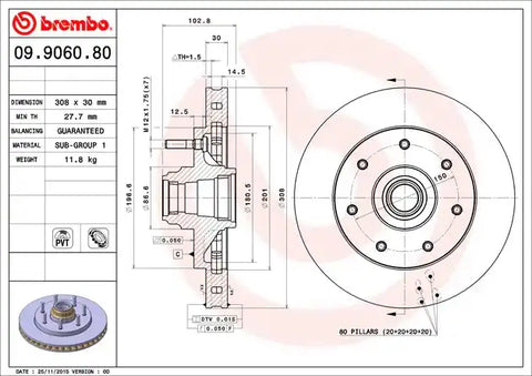 BREMBO 09906080C02 DISC BRAKE ROTOR