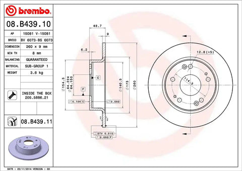 BREMBO 08B43911C02 DISC BRAKE ROTOR