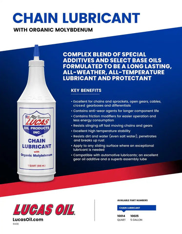 LUCAS OIL 10014 CHAIN LUBRICANT/12X1/QUAR