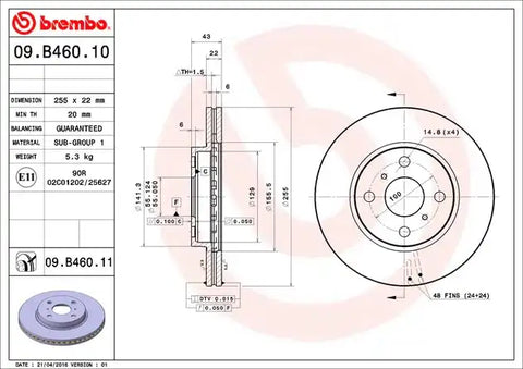 BREMBO 09B46011C02 DISC BRAKE ROTOR