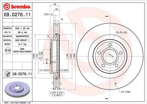 BREMBO 09D27611C02 DISC BRAKE ROTOR
