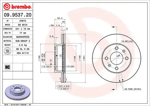 BREMBO 09953720C02 DISC BRAKE ROTOR