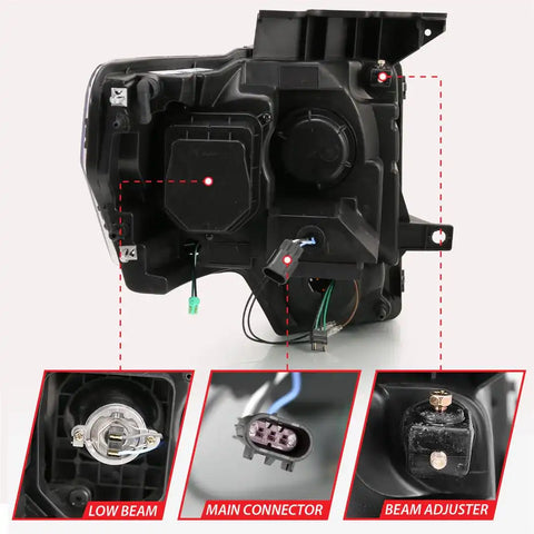 ANZO USA 111470 Headlight Assembly G4 Series Halogen Bulb Projector Beam With Swit