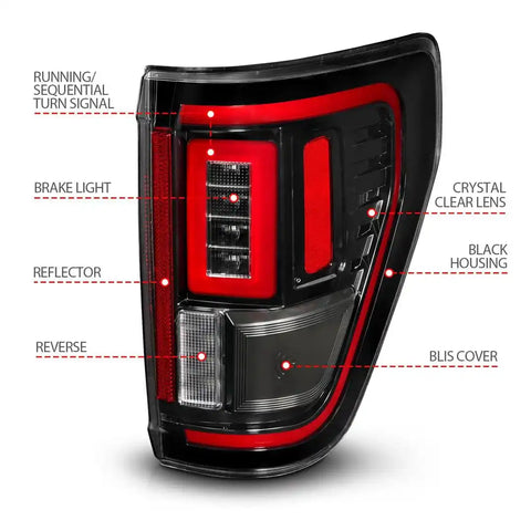 ANZO USA 311473 Tail Light Assembly LED Clear Lens Black Housing Red Brake Light/