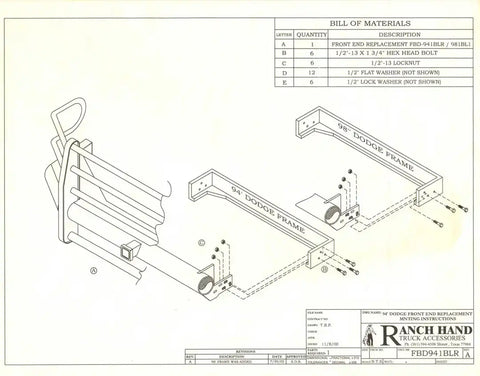 Ranch Hand FBD941BLR Bumper Legend One Piece Design Direct-Fit Mounting Hardware