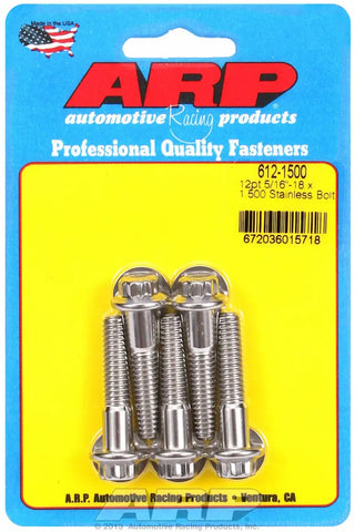ARP Auto Racing 612-1500 Bolt Standard Bolt 5/16 Inch - 18 Thread Size 1.500 Inch