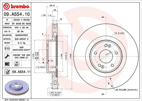BREMBO 09B55411C02 DISC BRAKE ROTOR