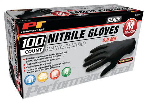 BLK NITRILE GLOVES 100 MED