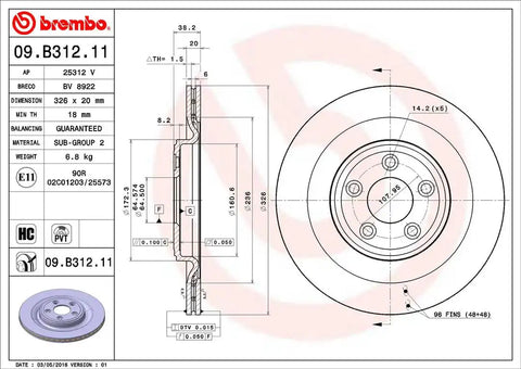BREMBO 09B31211C02 DISC BRAKE ROTOR
