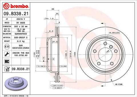BREMBO 09B33821C02 DISC BRAKE ROTOR