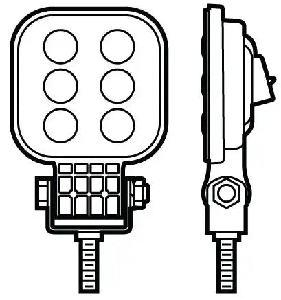 LED WORK LGT SQR PED MNT W/AMP HSG
