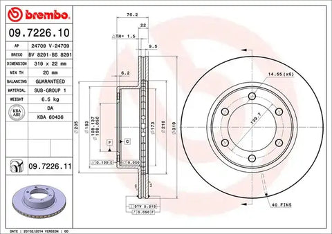 BREMBO 09722611C02 DISC BRAKE ROTOR