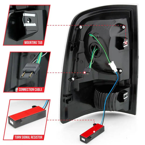 ANZO USA 311318 Tail Light Assembly LED Clear Lens With Red Reflectors Black Housi
