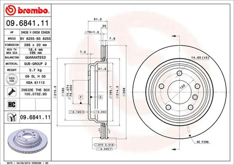 BREMBO 09684111C02 DISC BRAKE ROTOR
