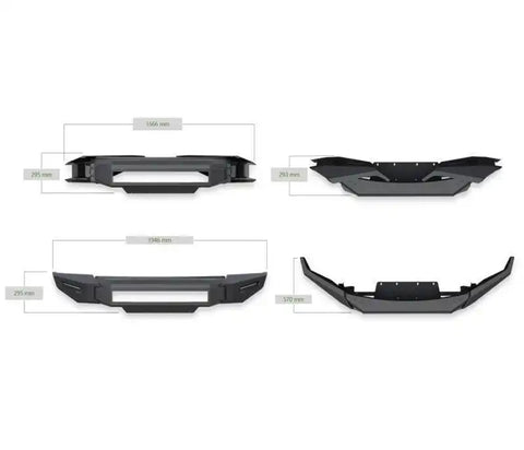 Black Horse Offroad AFB-FR19-BU Bumper Armour II Direct Fit 3 Piece Modular Bolt-