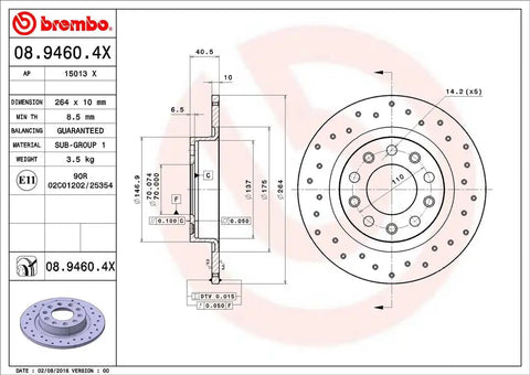 BREMBO 0894604XC02 DISC BRAKE ROTOR