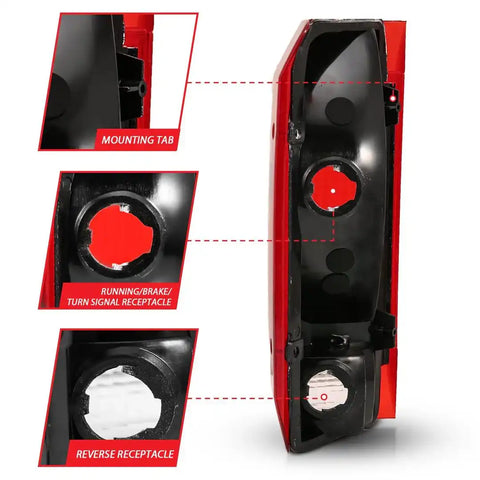 ANZO 311306 TAIL LIGHT ASSEMBLY; RED/CLEAR LENS