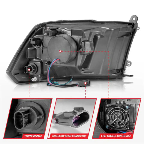ANZO 111539 FULL LED HEADDLIGHTS BLACK AMBER