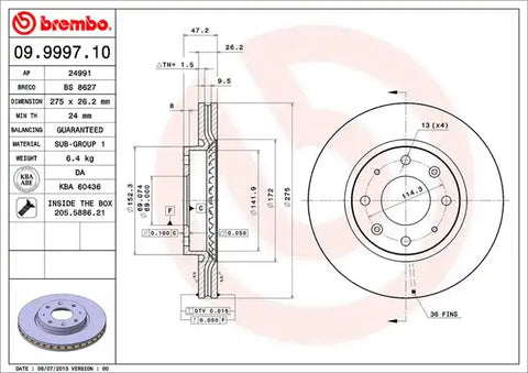 BREMBO 09999710C02 DISC BRAKE ROTOR