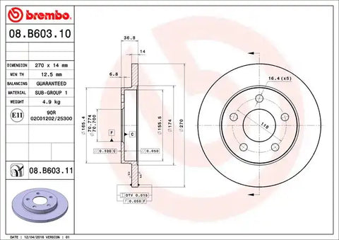BREMBO 08B60311C02 DISC BRAKE ROTOR