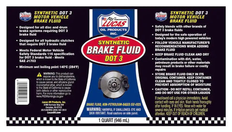 LUCAS OIL 10826 DOT 3 BRAKE FLUID QUART