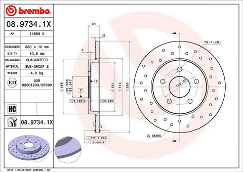 BREMBO 0897341XC02 DISC BRAKE ROTOR
