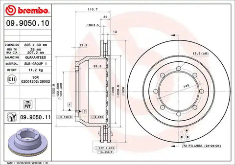 BREMBO 09905010C02 DISC BRAKE ROTOR