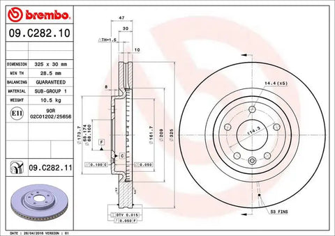 BREMBO 09C28211C02 DISC BRAKE ROTOR