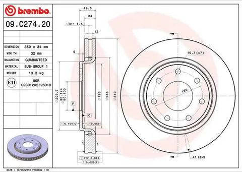 BREMBO 09C27421C02 DISC BRAKE ROTOR