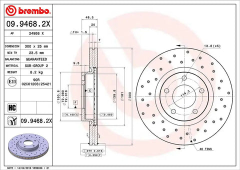 BREMBO 0994682XC02 DISC BRAKE ROTOR