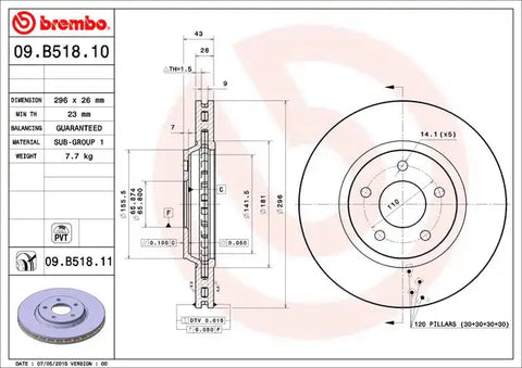 BREMBO 09B51811C02 DISC BRAKE ROTOR