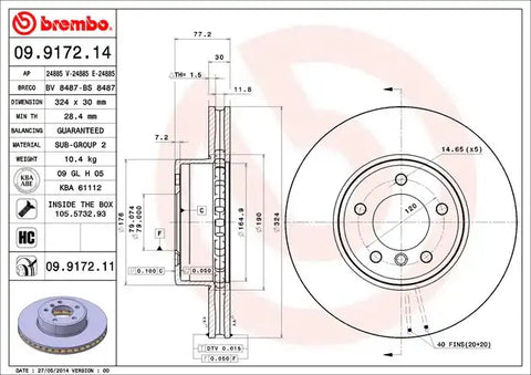 BREMBO 09917211C02 DISC BRAKE ROTOR