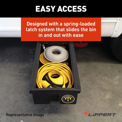 Lippert Components 236558 Under Chassis Storage System Chassis Mounted Storage Rack With Sliding Storage Boxes