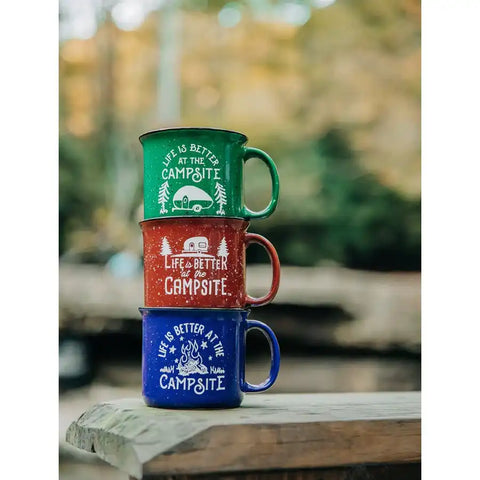 Camco 53235 Cup Life Is Better At The Campsite  Coffee Mug 14 Ounce With Handle