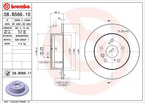 BREMBO 08B56611C02 DISC BRAKE ROTOR