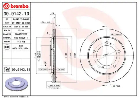BREMBO 09914211C02 DISC BRAKE ROTOR