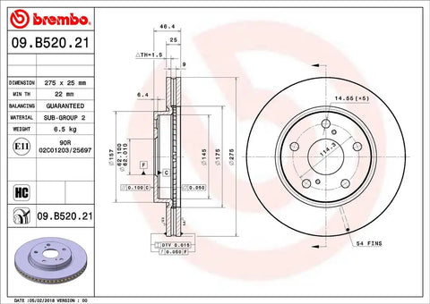 BREMBO 09B52021C02 DISC BRAKE ROTOR