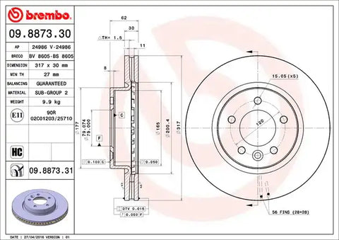 BREMBO 09887331C02 DISC BRAKE ROTOR