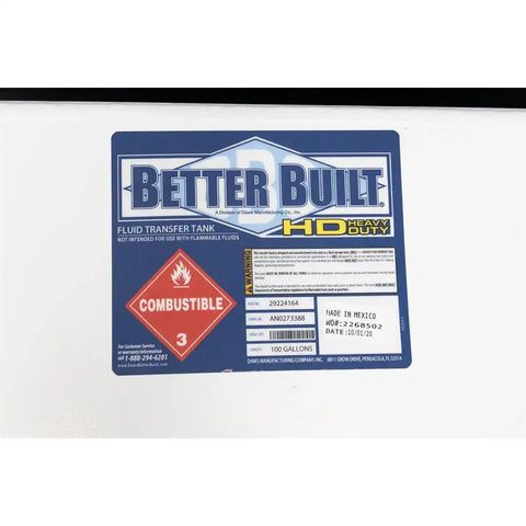 BETTER BUILT 29224164 WHITE STEEL TRANSFER TANK 100 GALLO