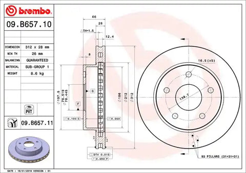 BREMBO 09B65711C02 DISC BRAKE ROTOR