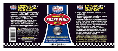 LUCAS OIL 10825 DOT 3 BRAKE FLUID 12OZ
