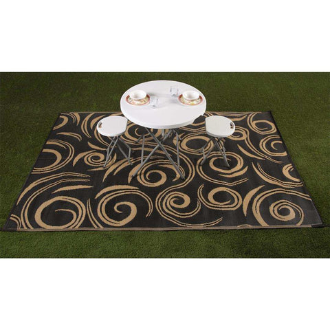 MAT SWIRL 9X12 BLACK/BEIGE