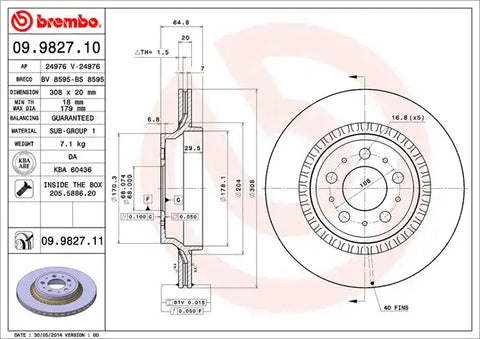 BREMBO 09982711C02 DISC BRAKE ROTOR