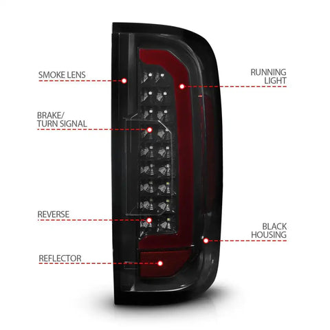 ANZO USA 311435 Tail Light Assembly LED Smoke Lens Black Housing Red/ White Set