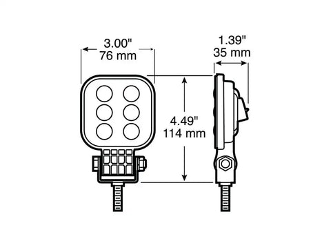 LED WORK LGT SQR PED MNT W/AMP HSG