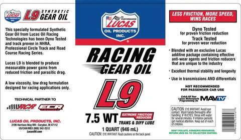 LUCAS OIL 10456 L9 SYN RACING GEAR OIL