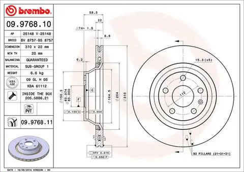 BREMBO 09976811C02 DISC BRAKE ROTOR