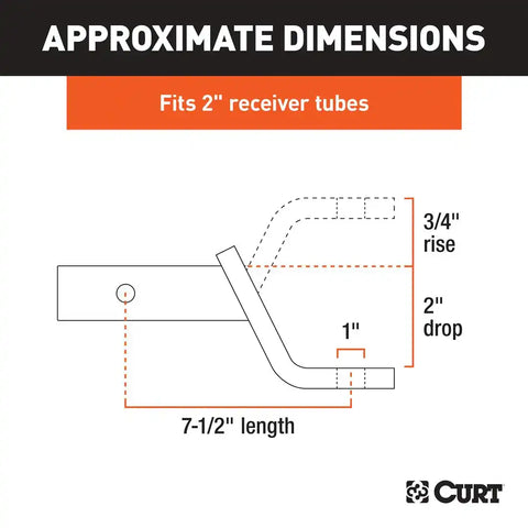 CURT 45030 Class 3 Ball Mount (2 Shank, 7,500 lbs., 2 Drop, 7-1/2 Long)