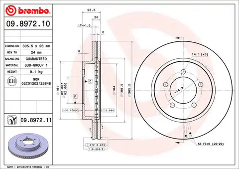 BREMBO 09897211C02 DISC BRAKE ROTOR