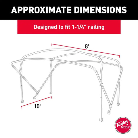 TAYLOR MADE 88146 8' X 10'X 1.25' POLY PONTOON BIMINI